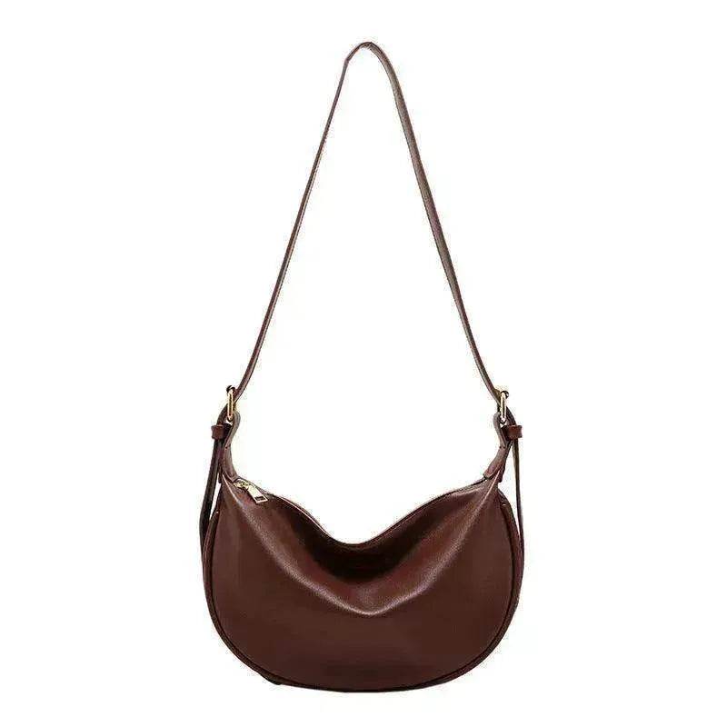Female's Fashionable Moon Shape Underarm Solid Color Small Shoulder Bag