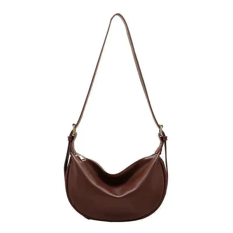 Female's Fashionable Moon Shape Underarm Solid Color Small Shoulder Bag