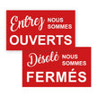 Affiche rouge plastifiée, avec inscription « Ouvert/Fermé », 7
