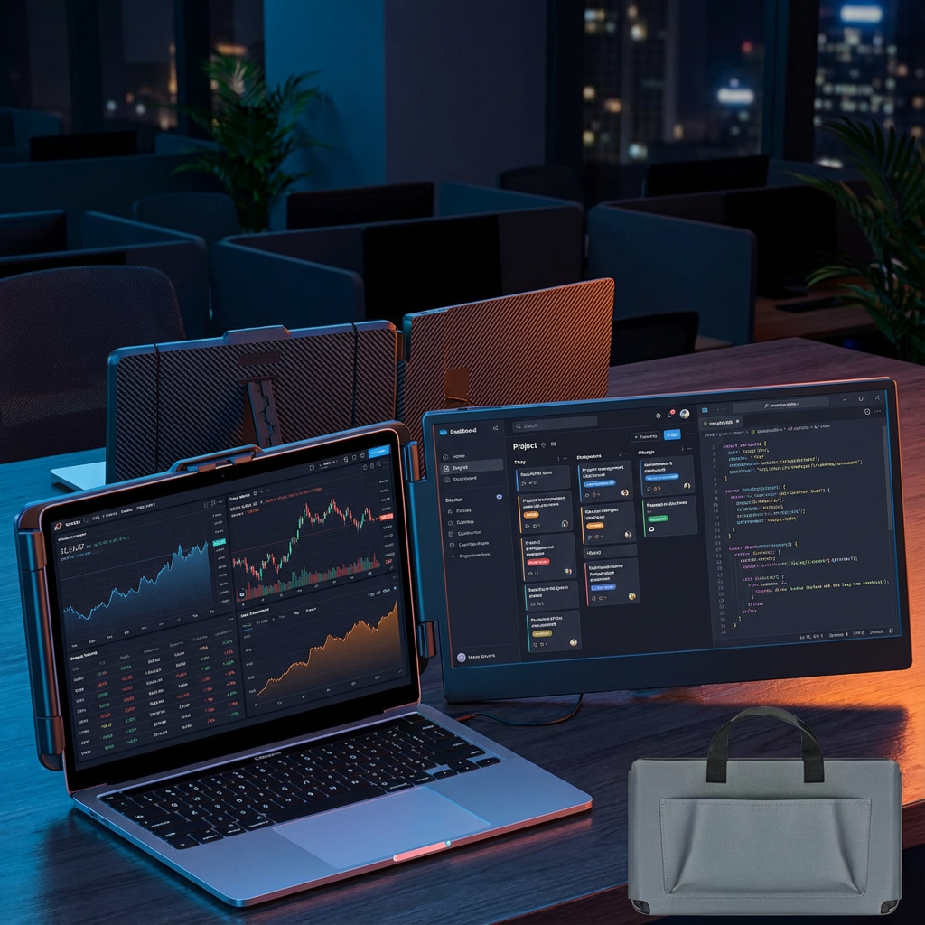TUTT 14” Single Portable Monitor, Dual Screen Extender, Built-in Stand and Speakers, All Devices, S1