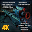 TUTT X7 Digital Night Vision Scope, 5-20X Magnification, 4K Video Recording, IP56 Waterproof, Built-in Electronic Stabilization