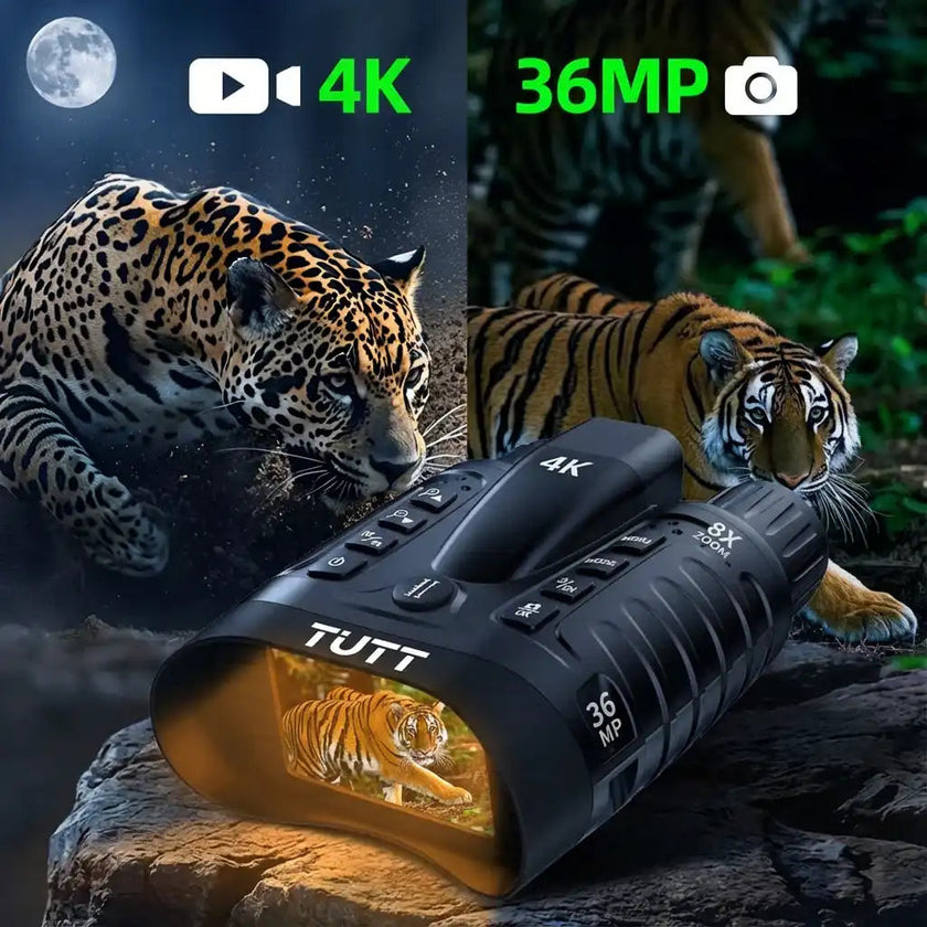 TUTT Infrared Night Vision Goggles Laser Rangefinder Binoculars 4k IP54 32MP 8X Digital Zoom NV2185 Plus