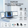 TUTT 15.6″ Dual Screen Portable Monitor, Silver Ultra Thin & Light |USB-C + HDMI Setup, Built-In Speaker + Leather Bag | H5 Video Transmission Cable Included P7