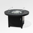 Outdoor Black Aluminum Round Fire Pit Table with Wind Guard and Cover