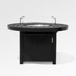 Outdoor Black Aluminum Round Fire Pit Table with Wind Guard and Cover
