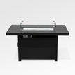 Outdoor Black Aluminum Rectangle Fire Pit Table with Wind Guard and Cover