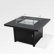 Outdoor Black Aluminum Square Fire Pit Table with Wind Guard & Cover