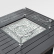 Outdoor Black Aluminum Square Fire Pit Table with Wind Guard & Cover