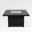 Outdoor Black Aluminum Square Fire Pit Table with Wind Guard & Cover