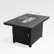 Outdoor Black Aluminum Rectangle Fire Pit Table with Wind Guard and Cover