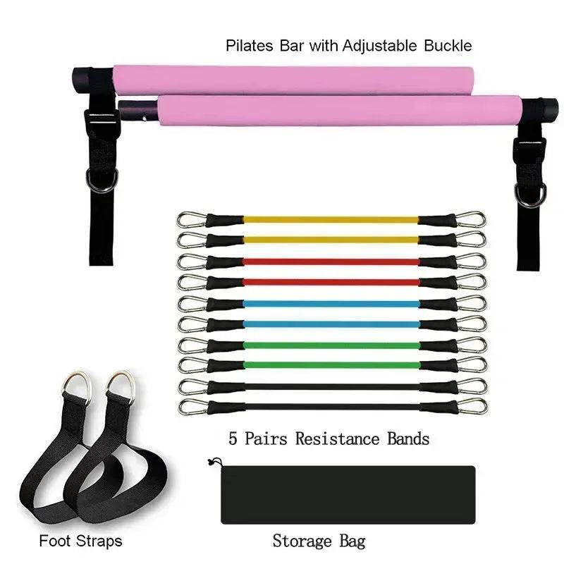 Pilates Bar Resistance Band Set for Home Gym Workouts