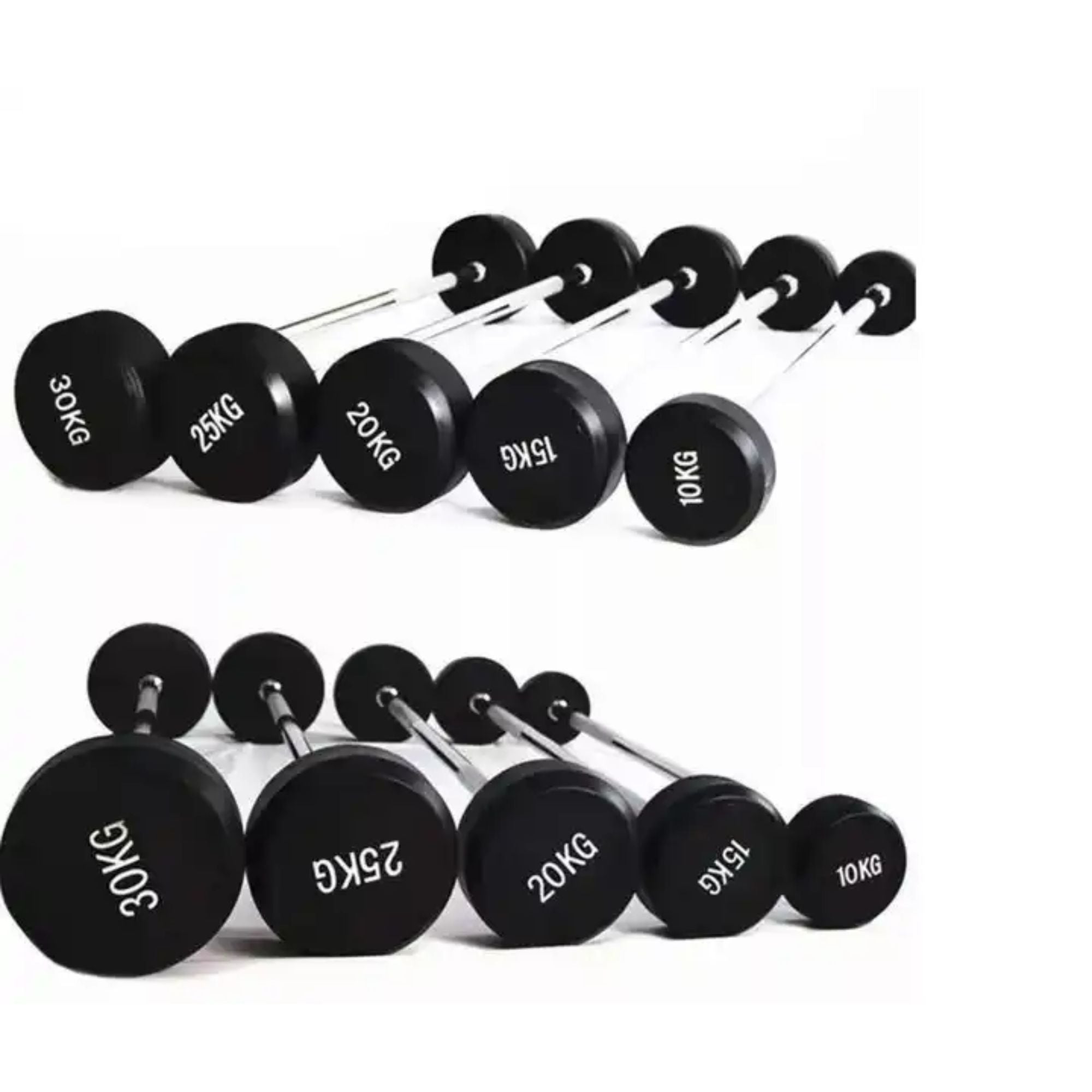 HAJEX Straight and EZ Curl Fixed Round Head Weight Barbell Sets - 20 to 150 LB