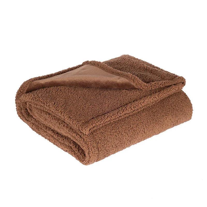 Sherpa Fleece Pet Blanket for Dogs & Cats – Grey, Black, Coffee, Beige | XS–XXL
