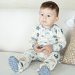 Pyjama en polaire de bambou avec fermeture éclair double sens (motif Dino Delight)