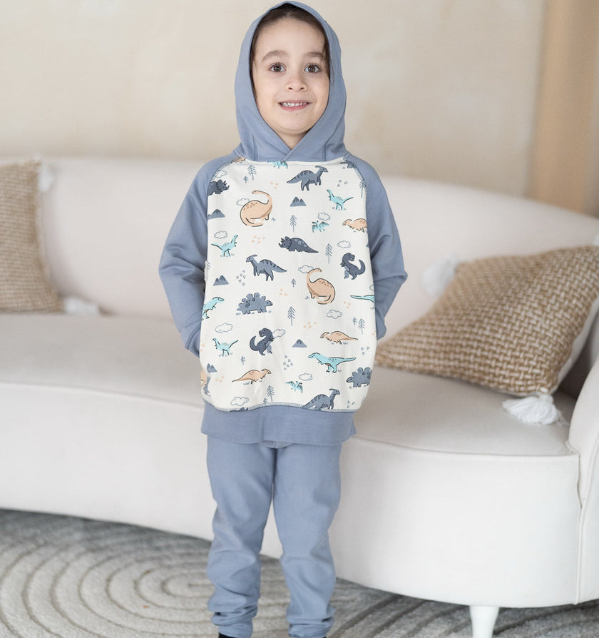 Sweat à capuche en polaire de bambou (Motif Dinosaure/Vent)