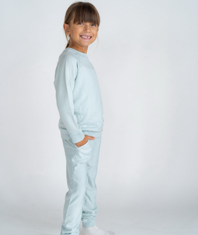 Pantalon de survêtement en molleton de bambou (bleu pastel)
