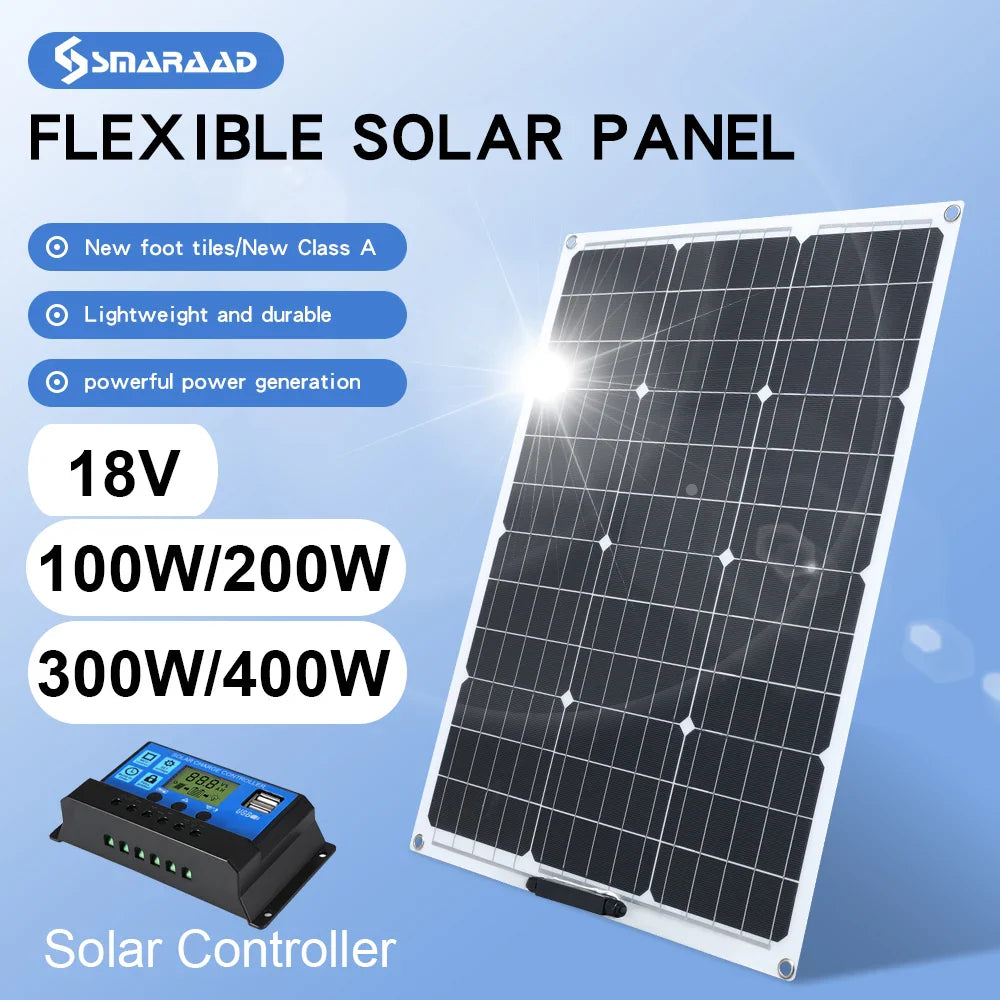 Flexible Solar Panel 100-400W Pack Monocrystalline Waterproof
