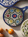 Handmade Ceramic Serving Pan 5 Inch Appetizer & Snack Dish Multiple Floral & Blue Rose Designs