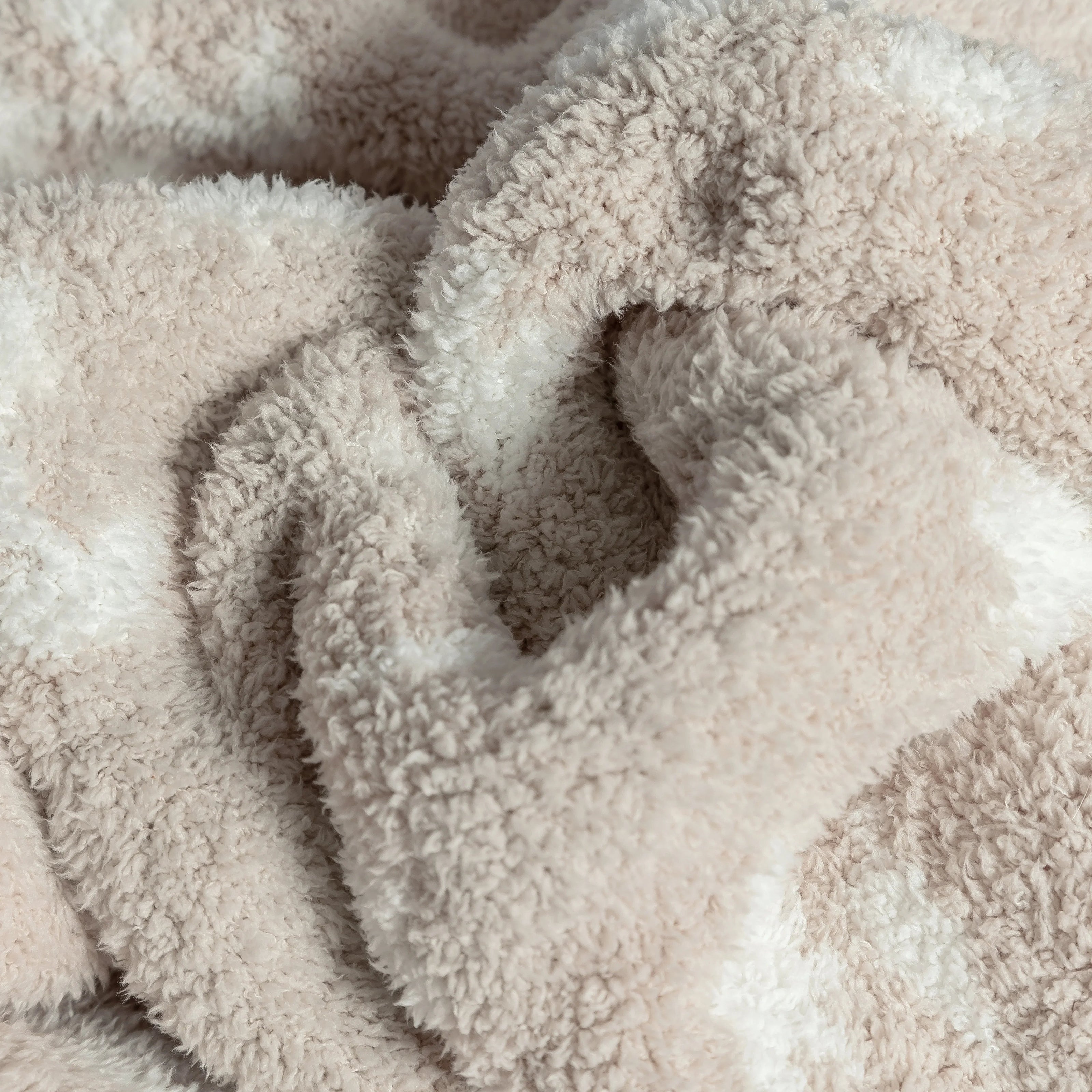 Flower Print Blushing Beige and White Extended Throw