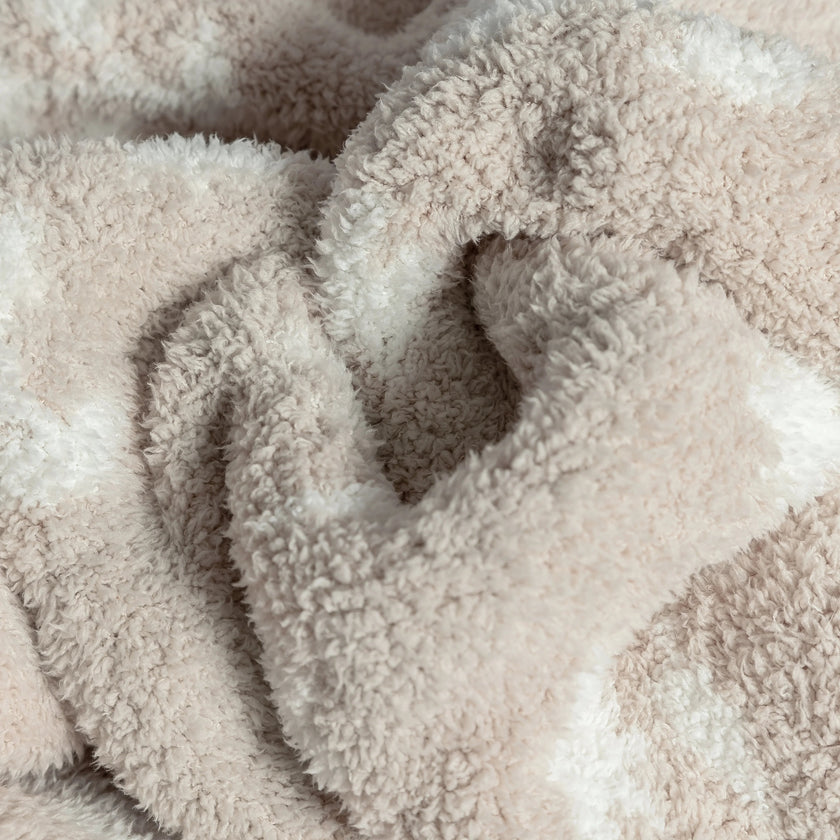 Flower Print Blushing Beige and White Extended Throw