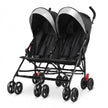 Foldable Twin Baby Double Stroller Ultralight Umbrella Kids Stroller-Black