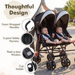 Foldable Twin Baby Double Stroller Ultralight Umbrella Kids Stroller-Black