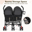 Foldable Twin Baby Double Stroller Ultralight Umbrella Kids Stroller-Black