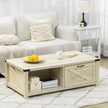 Lowen Farmhouse Coffee Table with Drawer and Open Storage Shelf-White Oak