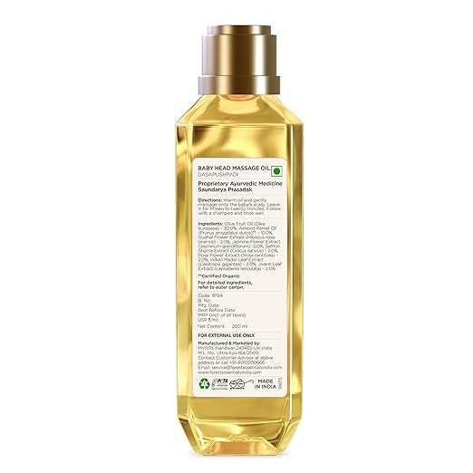 Huile de massage pour la tête de bébé Forest Essentials Dasapushpadi