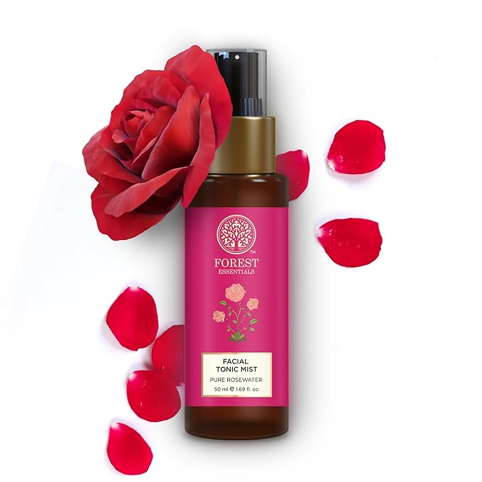 Forest Essentials Facial Tonic Mist with Pure Rosewater | Hydrating Steam Distilled Ayurvedic Toner for Fresh, Dewy Skin | Minimises Pores & Refreshes Skin