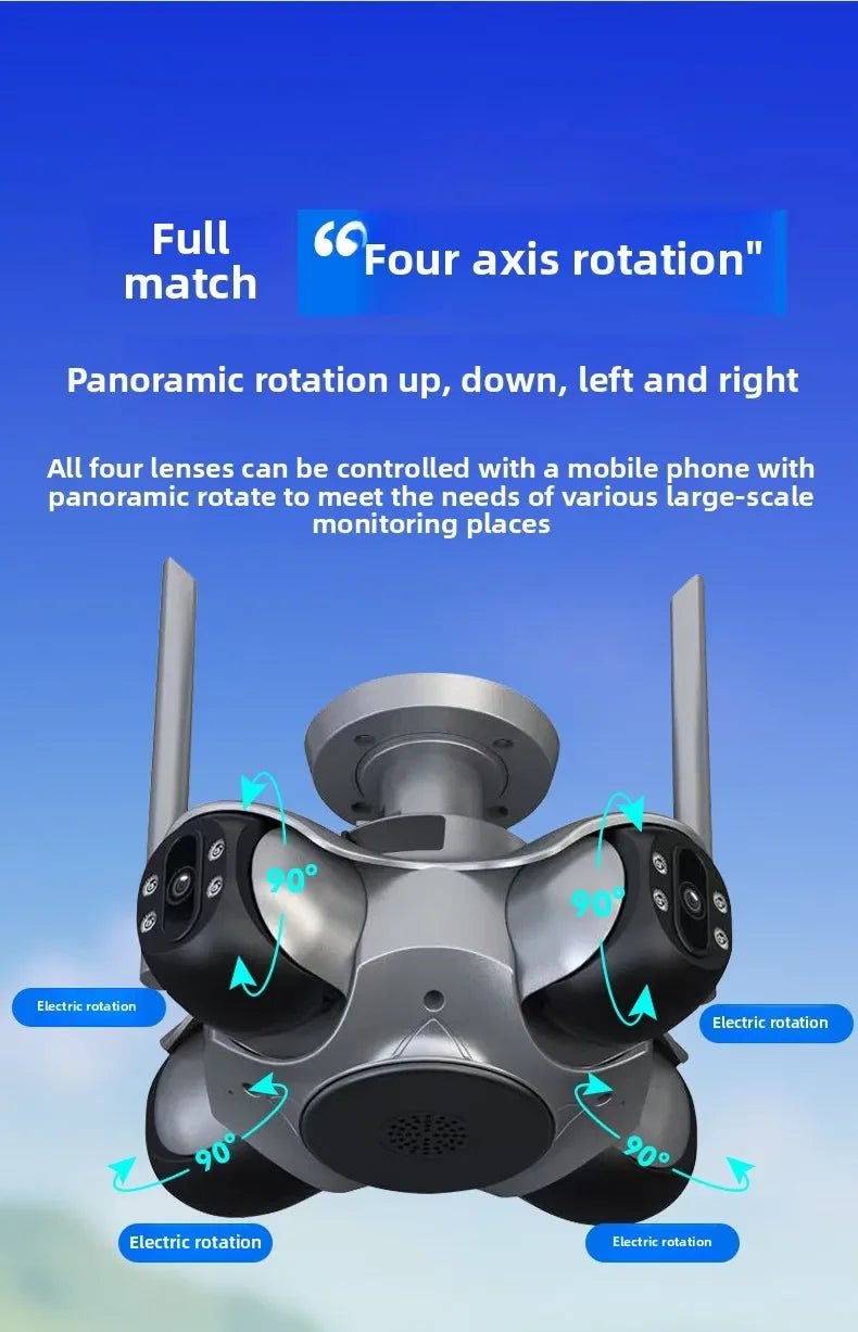 Auto Tracking Wireless Surveillance Cameras HD 4 Screens WiFi IP PTZ FFVideo