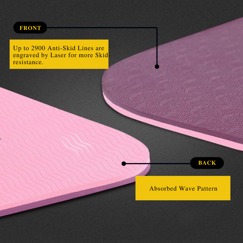 6mm Thick Double Color Anti-Slip TPE Yoga Mat