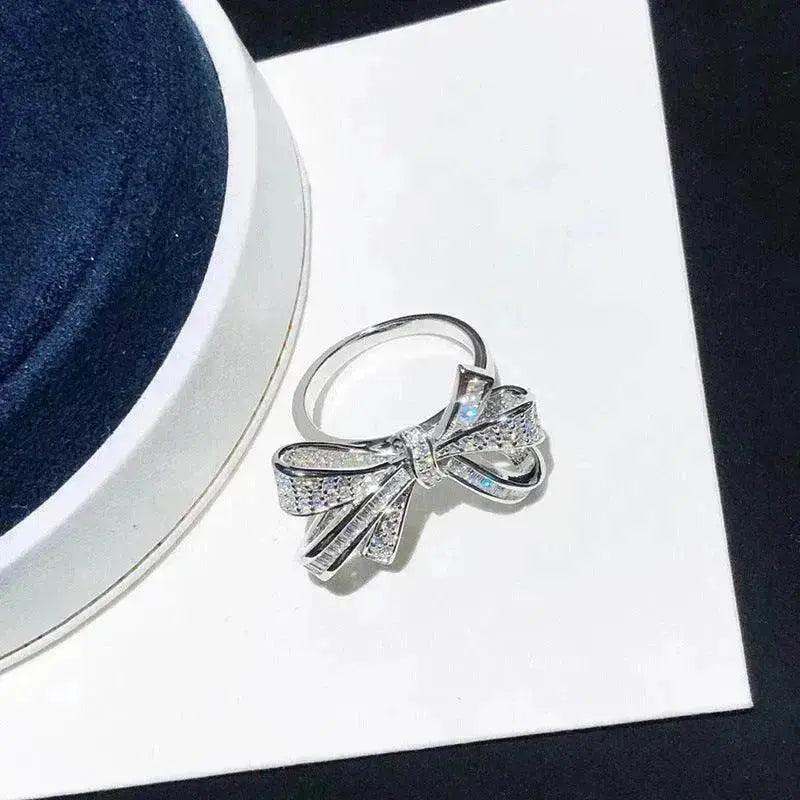 Full Diamond Bow Ring Female Fashion Personality