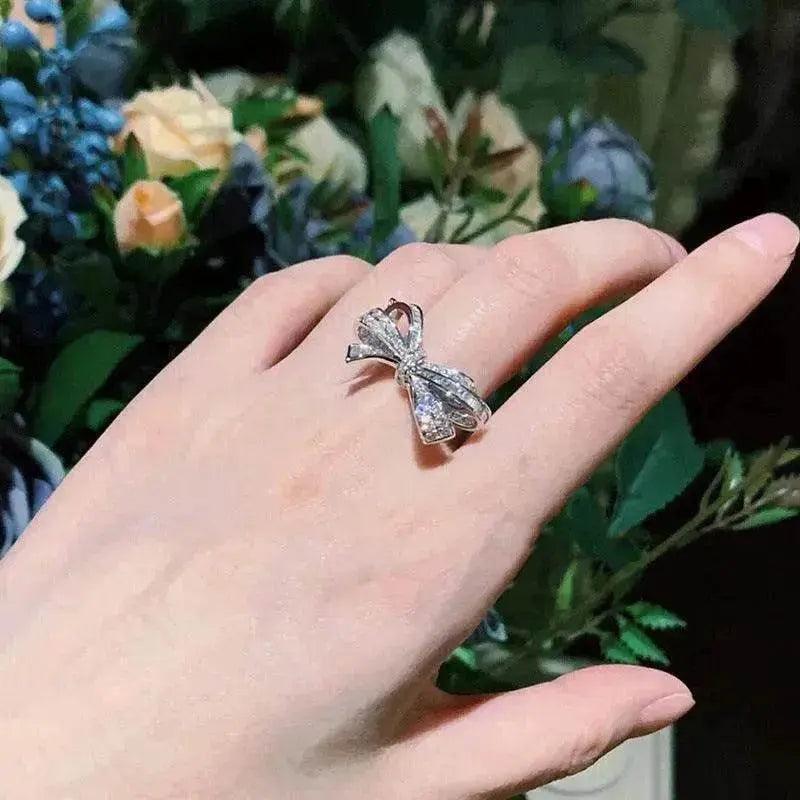 Full Diamond Bow Ring Female Fashion Personality