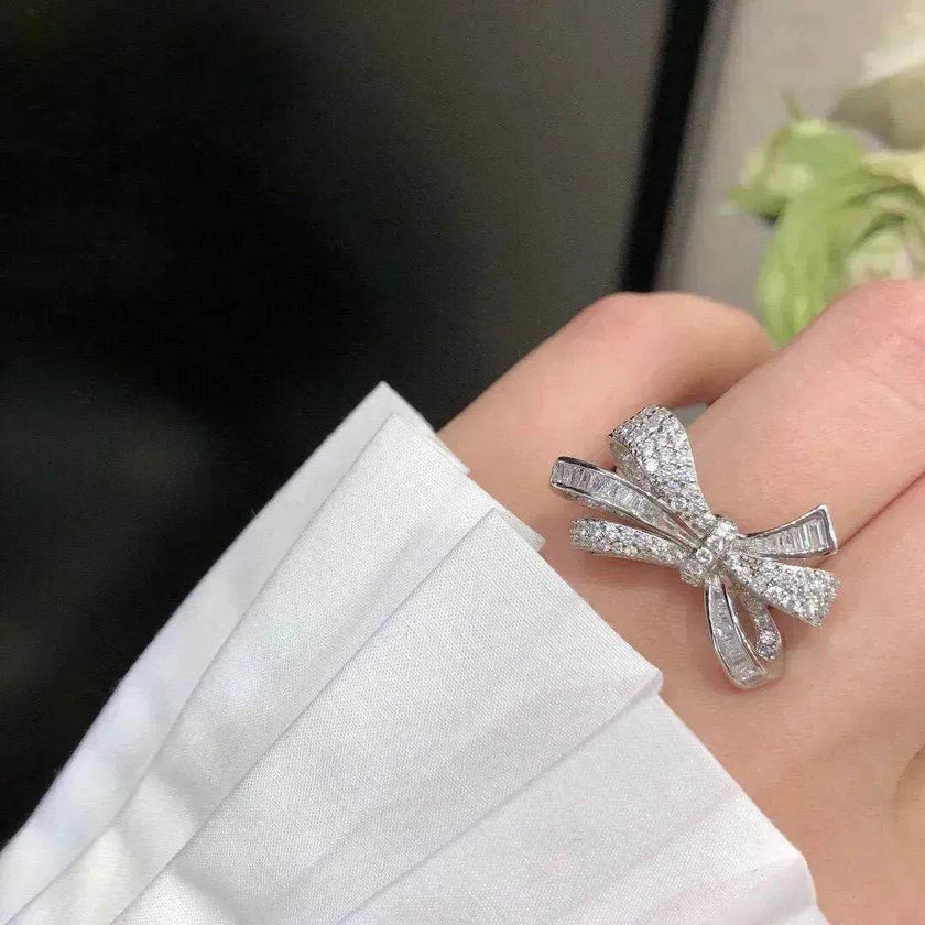 Full Diamond Bow Ring Female Fashion Personality