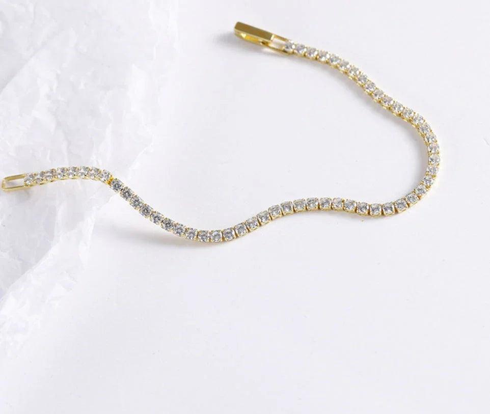 Full Diamond Crystal Bracelet Round Zircon - 2.5mm Single Row