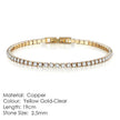 Full Diamond Crystal Bracelet Round Zircon - 2.5mm Single Row