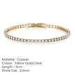 Full Diamond Crystal Bracelet Round Zircon - 2.5mm Single Row