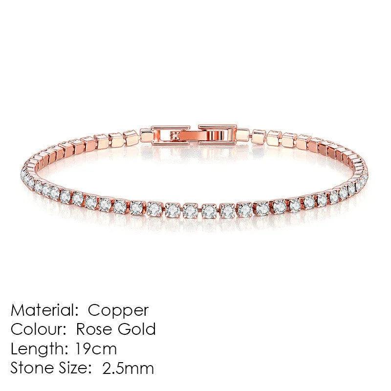 Full Diamond Crystal Bracelet Round Zircon - 2.5mm Single Row