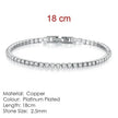 Full Diamond Crystal Bracelet Round Zircon - 2.5mm Single Row