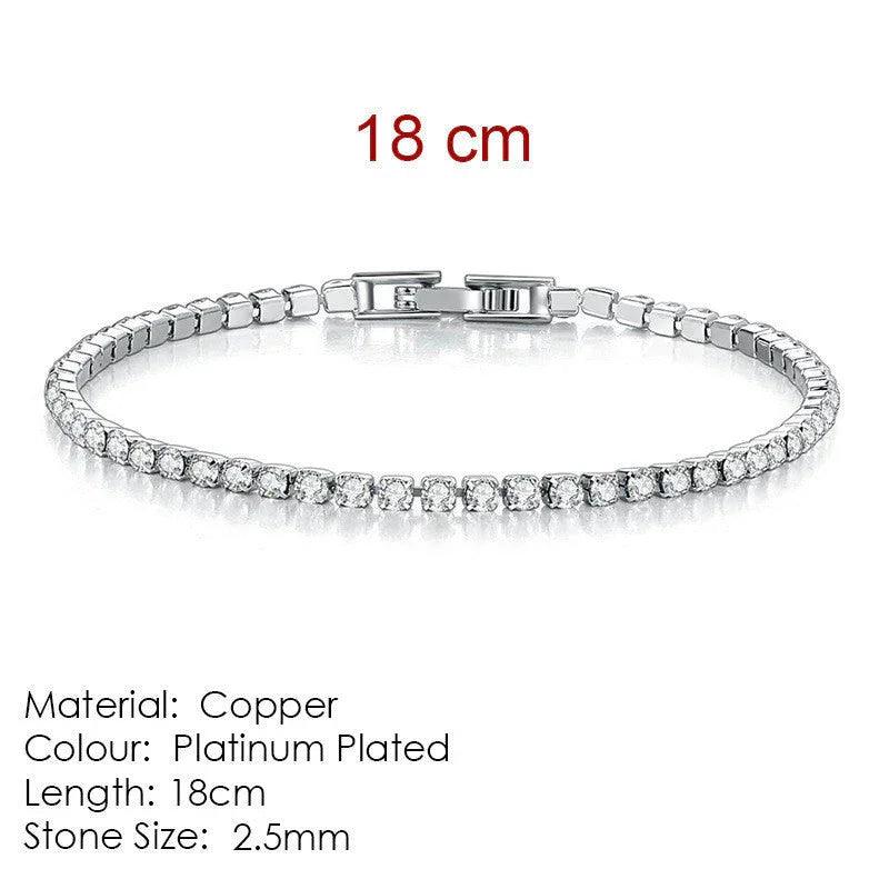 Full Diamond Crystal Bracelet Round Zircon - 2.5mm Single Row