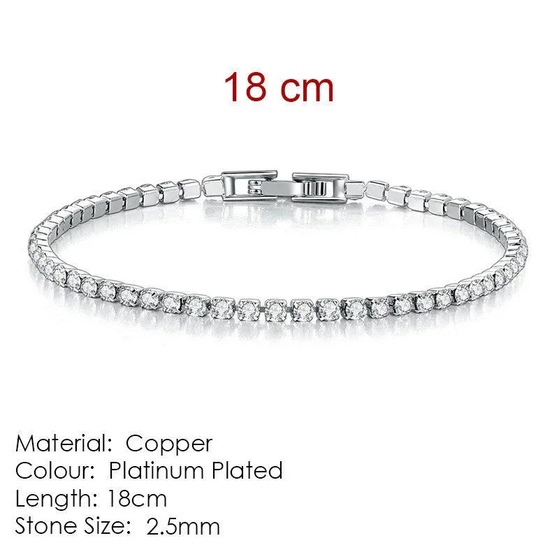 Full Diamond Crystal Bracelet Round Zircon - 2.5mm Single Row