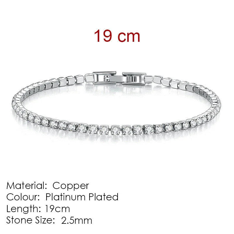 Full Diamond Crystal Bracelet Round Zircon - 2.5mm Single Row