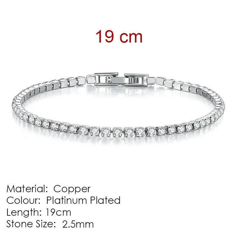 Full Diamond Crystal Bracelet Round Zircon - 2.5mm Single Row