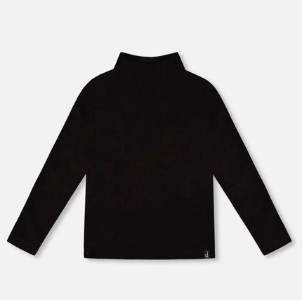 Super Soft Ribbed Mock Neck Top | Black | Deux Par Deux