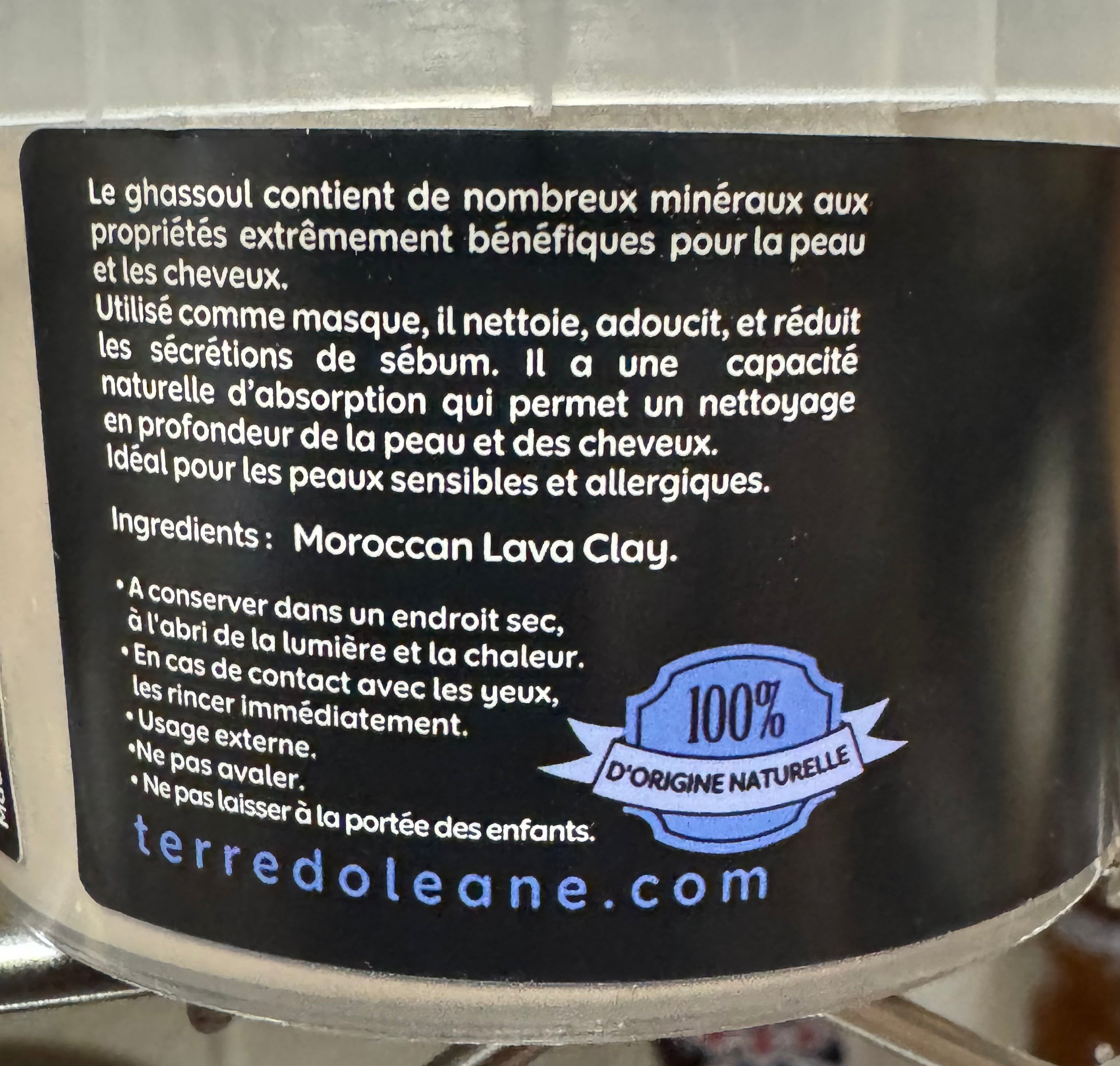Terre d’Oleane Moroccan Ghassoul Lava Clay Chips 250g