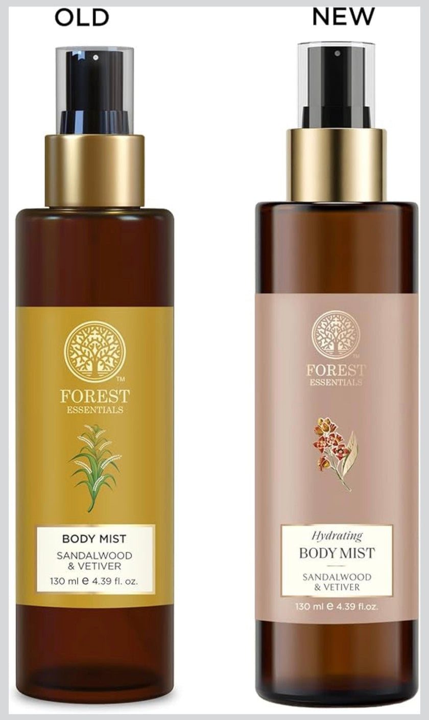 Brume corporelle parfumée Forest Essentials Bois de santal & Vétiver | Spray parfumé infusé au jus d'aloès vera pour garder la peau parfumée et hydratée toute la journée