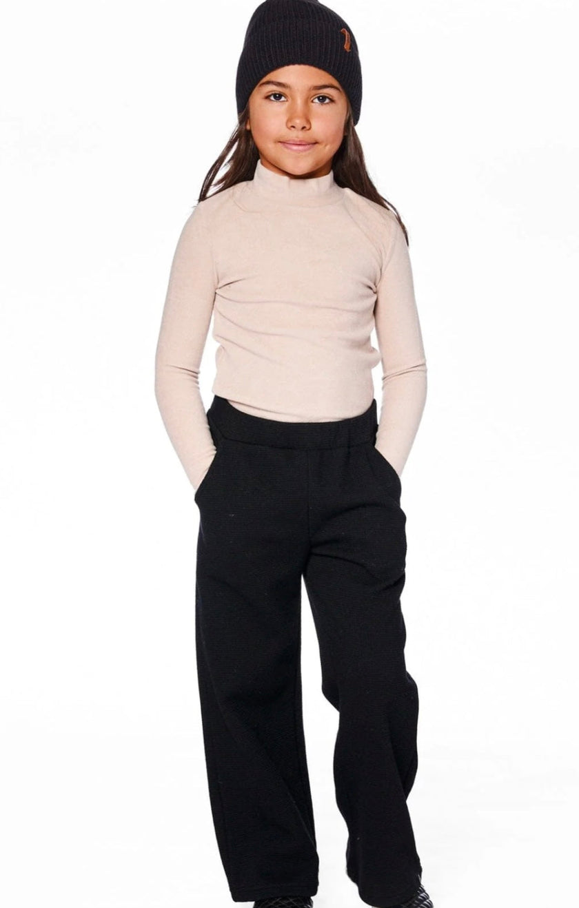 Waffle Flare Leg Pant | Black | Deux Par Deux
