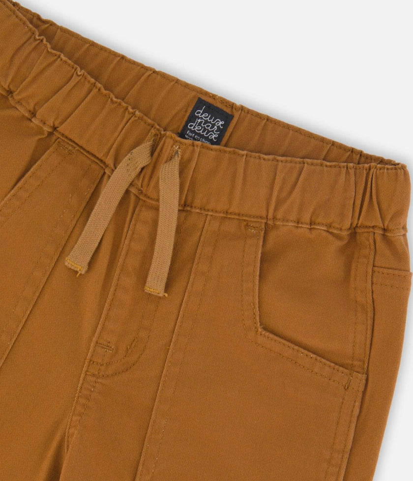 Twill Jogger Pants With Patch Pockets | Brown | Deux Par Deux