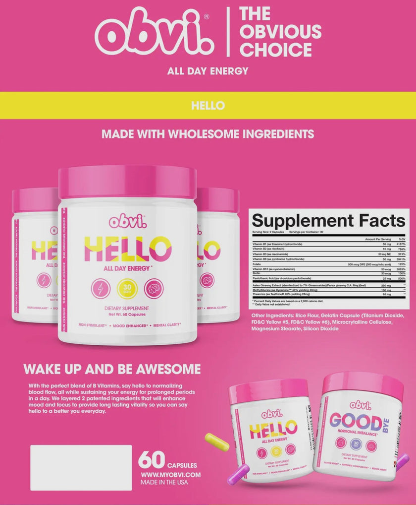 Obvi. Hello - Energy Supplements for Clarity